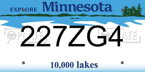 227ZG4 Minnesota License Plate
