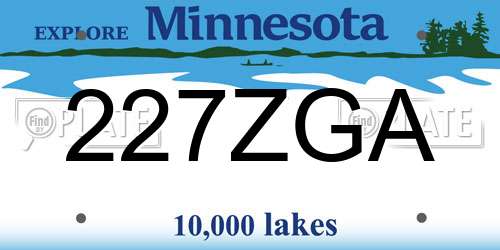 227ZGA Minnesota License Plate
