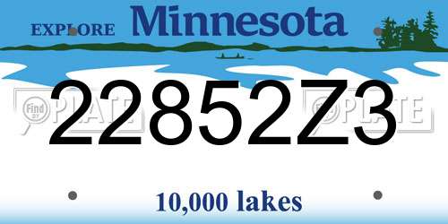 22852Z3 Minnesota License Plate