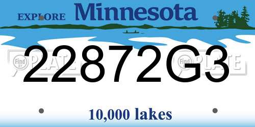 22872G3 Minnesota License Plate