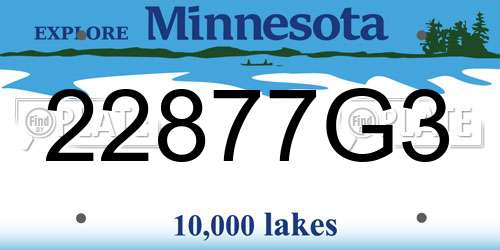 22877G3 Minnesota License Plate