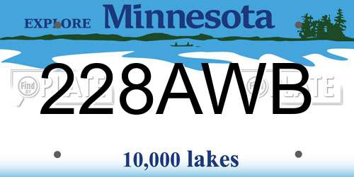 228AWB Minnesota License Plate