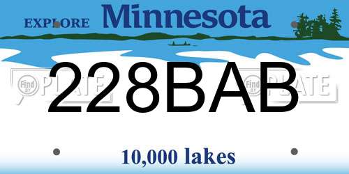 228BAB Minnesota License Plate
