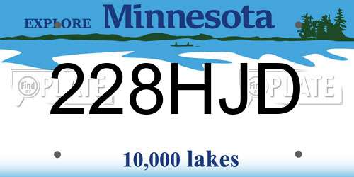 228HJD Minnesota License Plate
