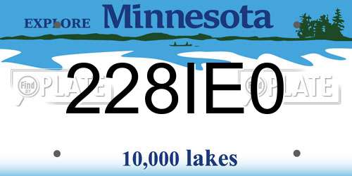 228IE0 Minnesota License Plate