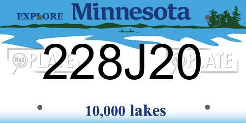 228J20 Minnesota License Plate
