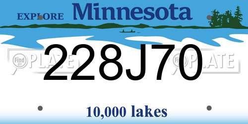 228J70 Minnesota License Plate