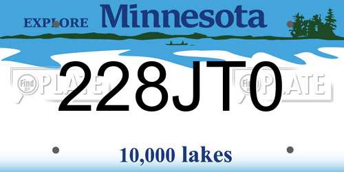 228JT0 Minnesota License Plate