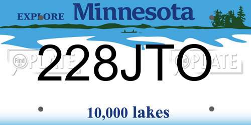 228JTO Minnesota License Plate