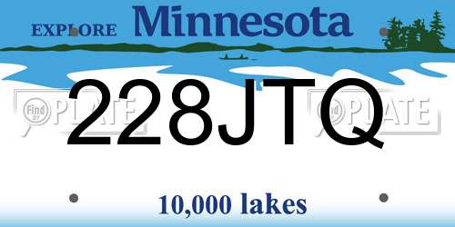 228JTQ Minnesota License Plate