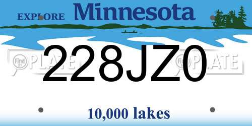 228JZ0 Minnesota License Plate