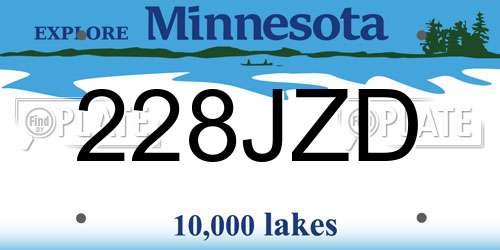 228JZD Minnesota License Plate