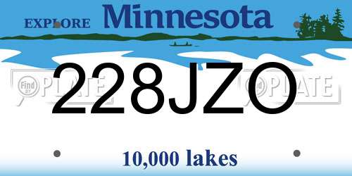 228JZO Minnesota License Plate
