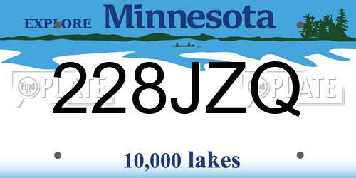 228JZQ Minnesota License Plate