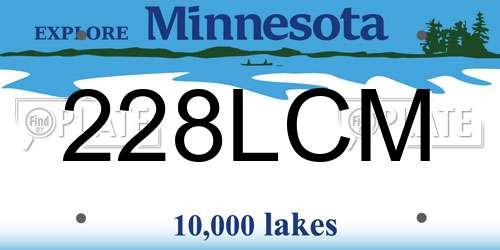 228LCM Minnesota License Plate