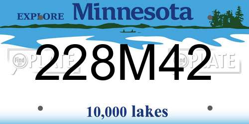228M42 Minnesota License Plate