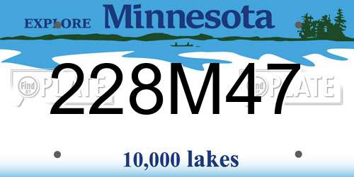 228M47 Minnesota License Plate