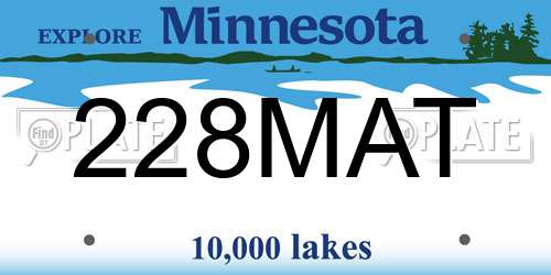 228MAT Minnesota License Plate