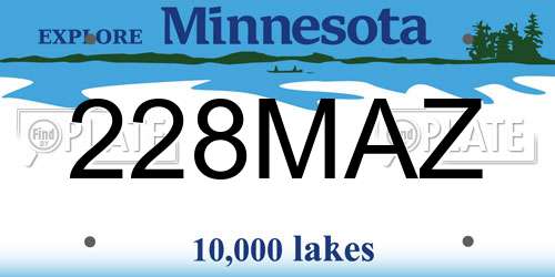 228MAZ Minnesota License Plate