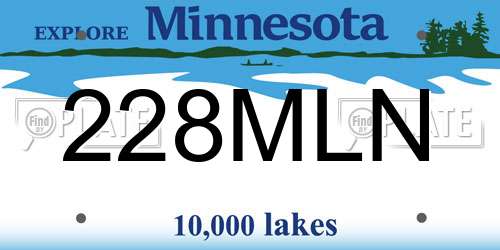 228MLN Minnesota License Plate