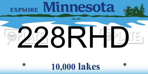 228RHD Minnesota License Plate