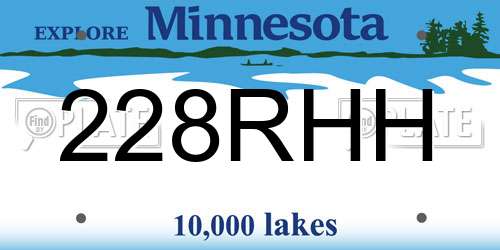 228RHH Minnesota License Plate
