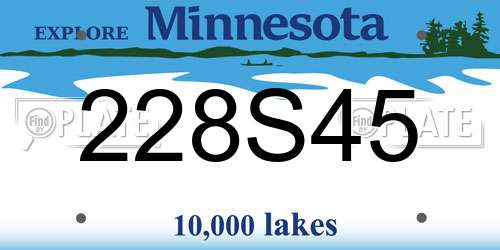 228S45 Minnesota License Plate