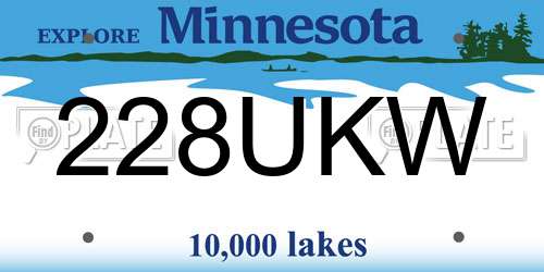 228UKW Minnesota License Plate