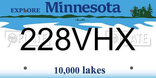 228VHX Minnesota License Plate