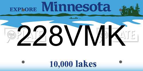 228VMK Minnesota License Plate