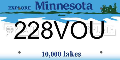 228VOU Minnesota License Plate