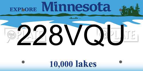 228VQU Minnesota License Plate