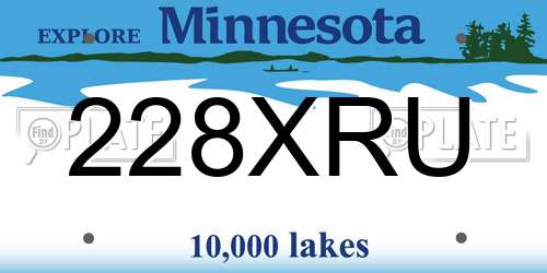 228XRU Minnesota License Plate