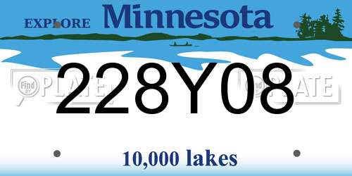 228Y08 Minnesota License Plate