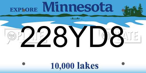 228YD8 Minnesota License Plate