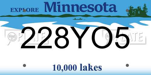 228YO5 Minnesota License Plate