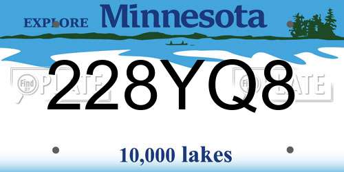 228YQ8 Minnesota License Plate