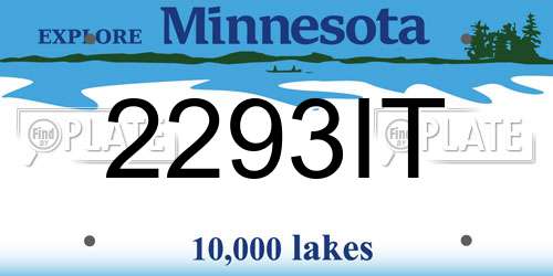 2293IT Minnesota License Plate