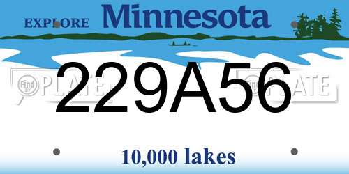 229A56 Minnesota License Plate