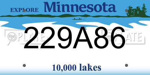 229A86 Minnesota License Plate