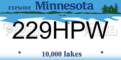 229HPW Minnesota License Plate