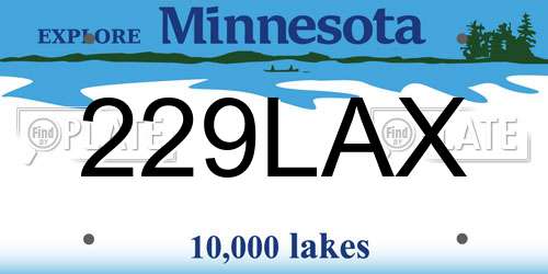 229LAX Minnesota License Plate