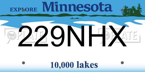229NHX Minnesota License Plate