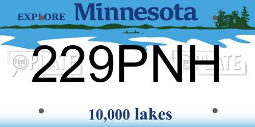 229PNH Minnesota License Plate