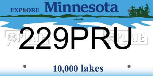 229PRU Minnesota License Plate
