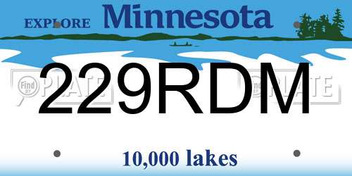 229RDM Minnesota License Plate