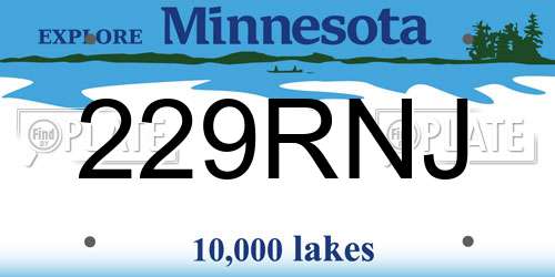 229RNJ Minnesota License Plate