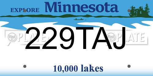 229TAJ Minnesota License Plate