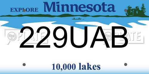 229UAB Minnesota License Plate