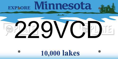 229VCD Minnesota License Plate
